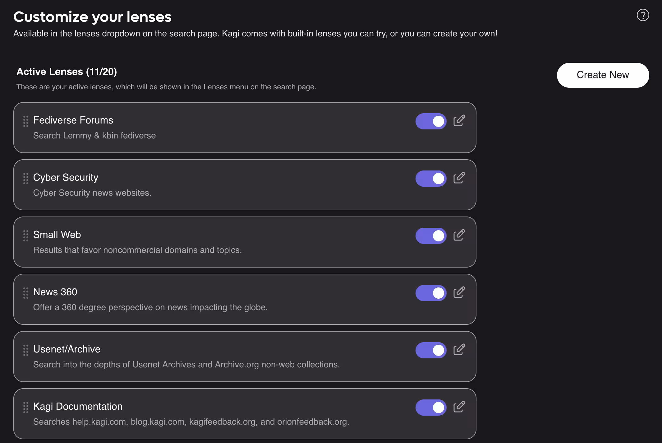 Kagi lenses overview