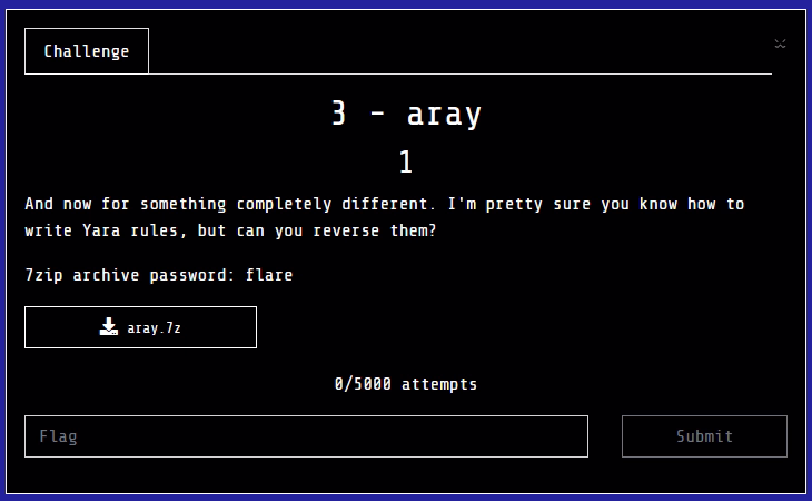 Flare-On 11 - aray challenge description