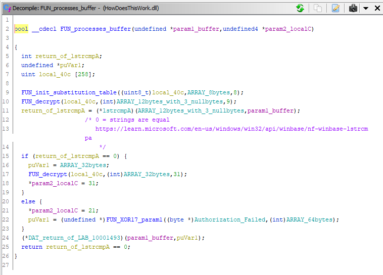 Flare-on 9 alamode Ghidra buffer processor code