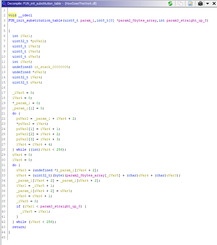 Flare-on 9 alamode Ghidra init substitution table code
