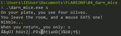Flare-on 9 darn_mice binary output with 's' as input