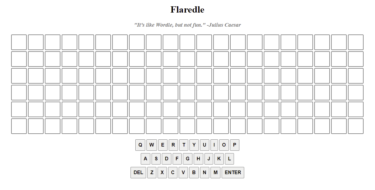 Flare-on 9 Flaredle with two guesses being shown