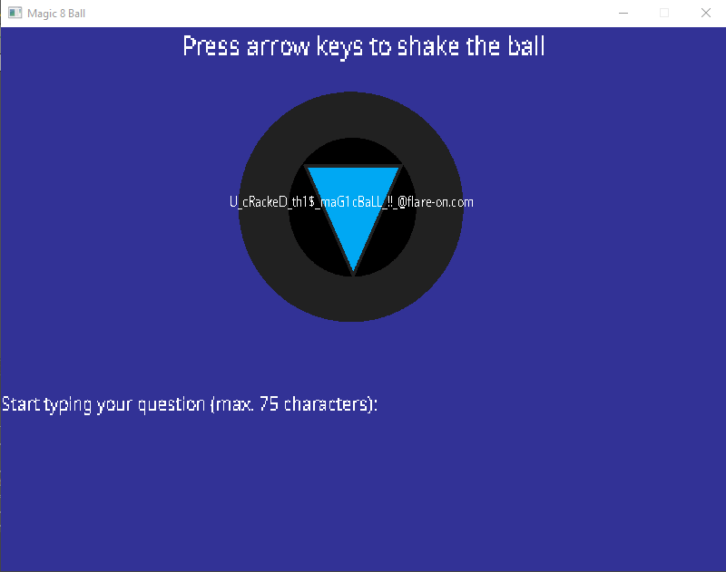 Flare-on 9 Magic 8 Ball flag returned by challenge