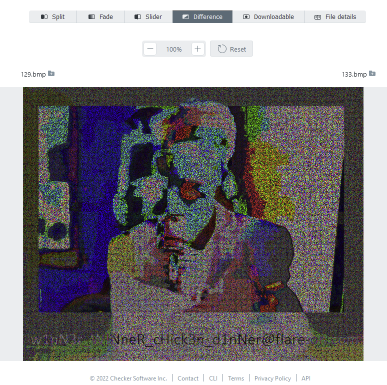 Flare-on 9 Pixel Poker diffchecker.com with flag showing