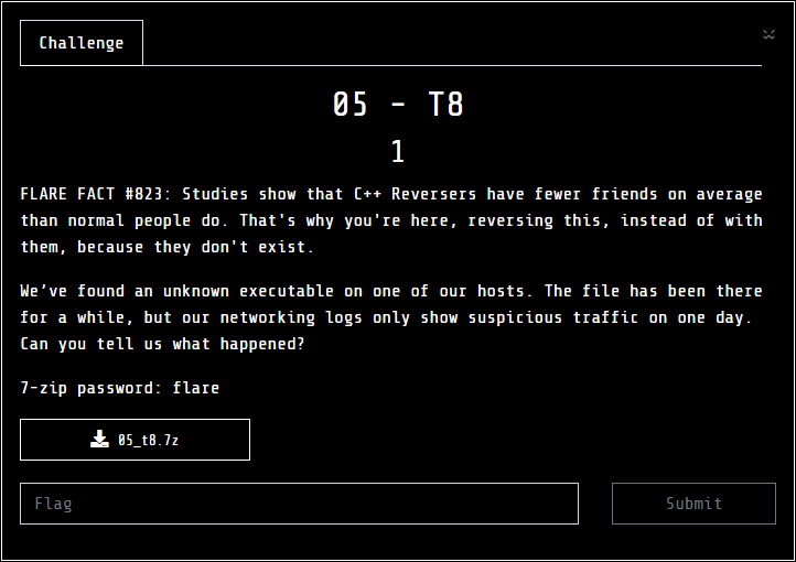 Flare-on 9 T8 challenge description
