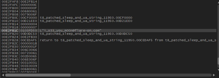 Flare-on 9 T8 flage in process memory