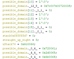 Flare-on 9 T8 ustack array after changing types to wchar_t[16] in Ghidra decompile